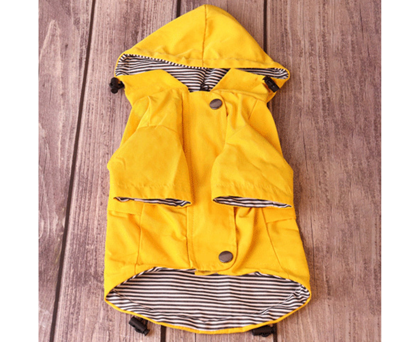 Centaurus Pet Rain Jacket Striped inside Rainproof Skin-Friendly Fashion Pet Dogs Hooded Raincoat for Small Medium Large Dogs-Yellow