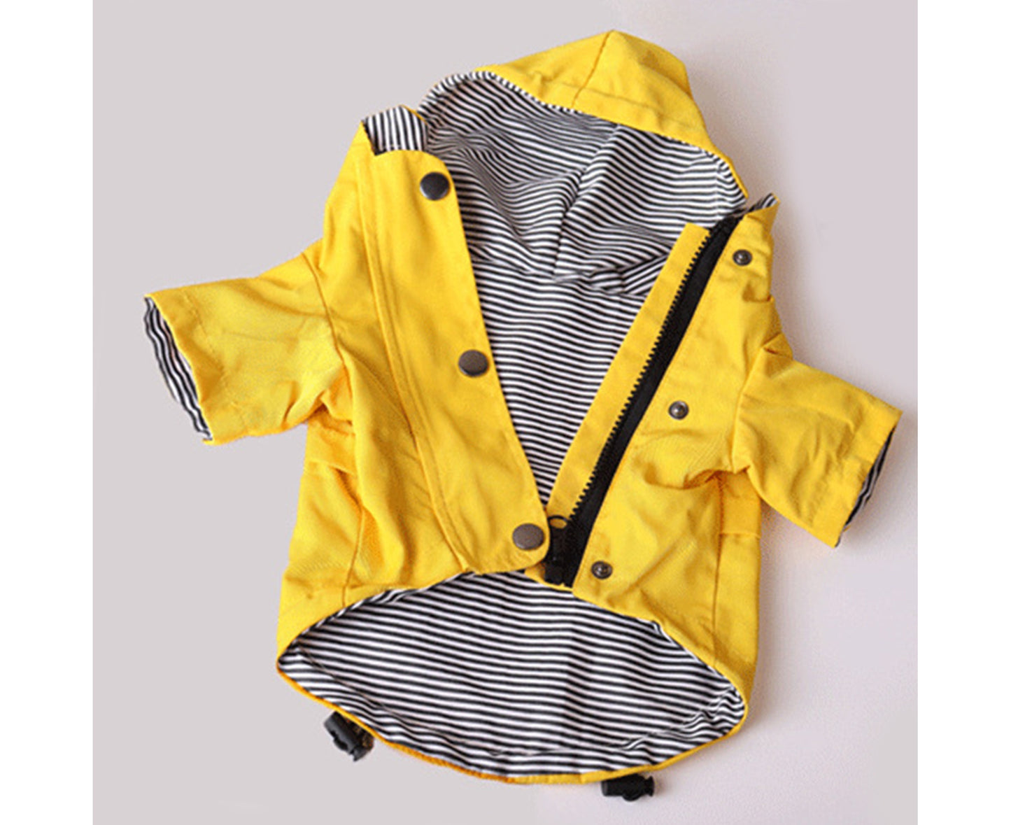 Centaurus Pet Rain Jacket Striped inside Rainproof Skin-Friendly Fashion Pet Dogs Hooded Raincoat for Small Medium Large Dogs-Yellow