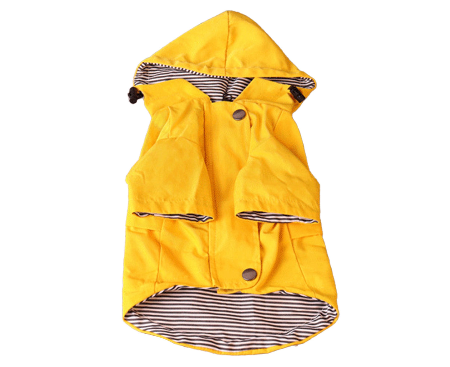 Centaurus Pet Rain Jacket Striped inside Rainproof Skin-Friendly Fashion Pet Dogs Hooded Raincoat for Small Medium Large Dogs-Yellow