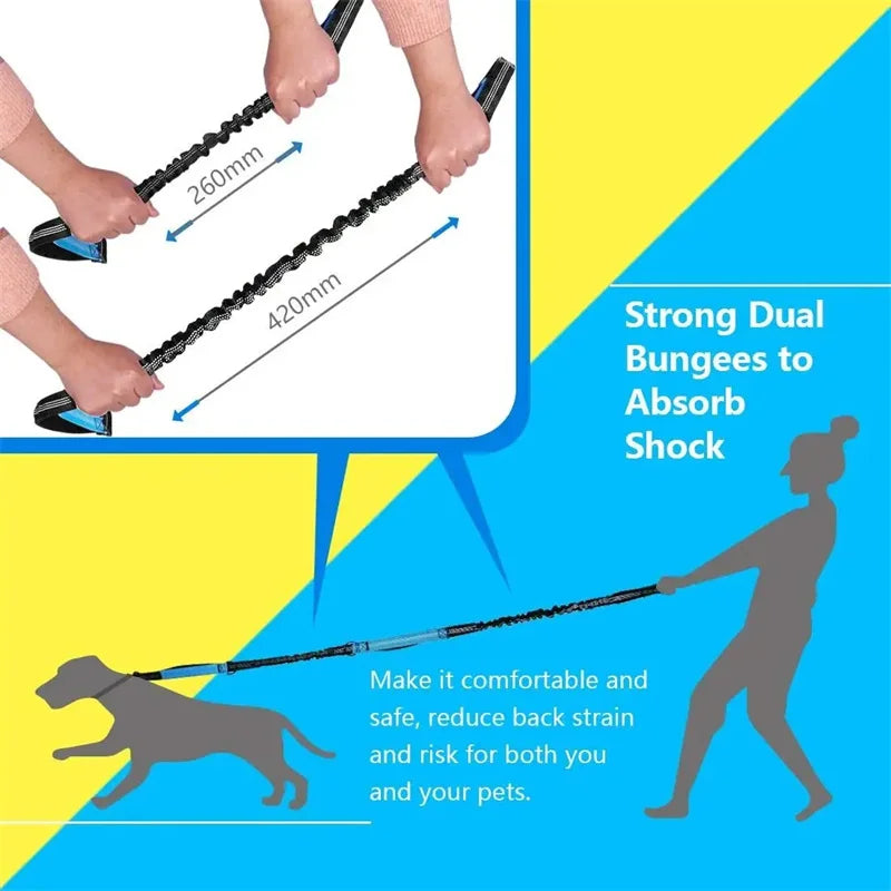 Laisse mains libres pour chien – Ceinture de course élastique et absorbant les chocs