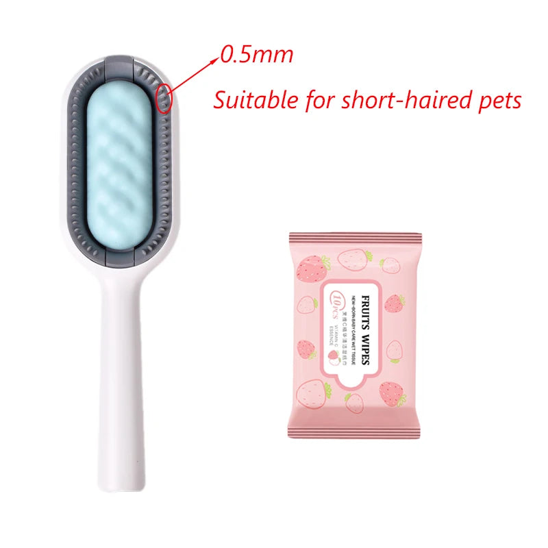 Double Sided Hair Removal Brushes for Cat Dog Pet Grooming Comb with Wipes Kitten Brush Gato Accesorios Artículos Para Mascotas